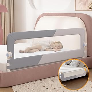 HJB VISSO Foldable Toddler Bed Rails,Safety Baby Bed Rails Guard, Bed Fence Protector Rail, Adjustable Heights Kid Bed Gua...