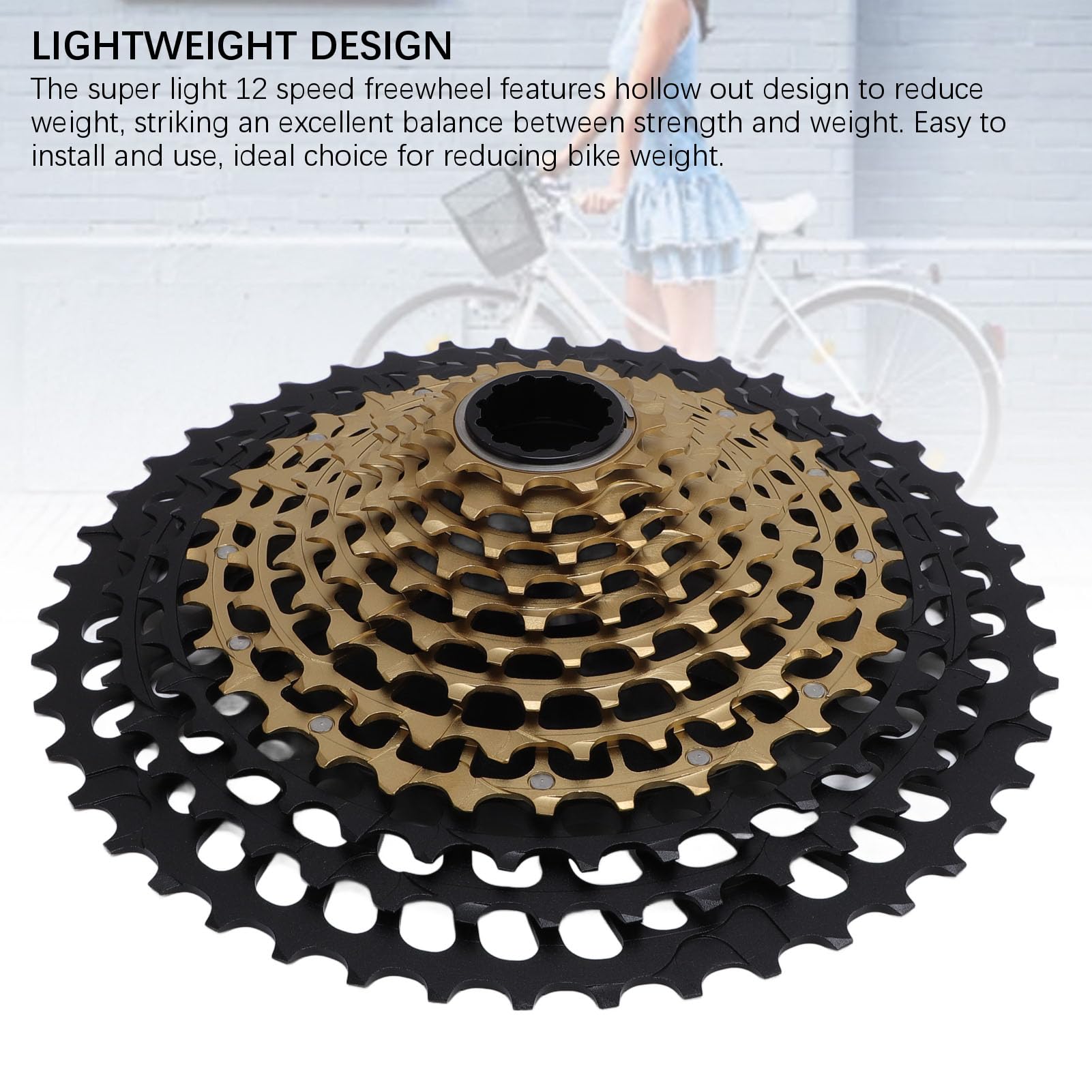 Yosoo Health Gear Kaseta do Roweru Górskiego 12-biegowa Kaseta CNC Pusta Stal Stopowa 10 46T Lekka Zębatka do Wspinaczki Górskiej i Kolarstwa Szosowego