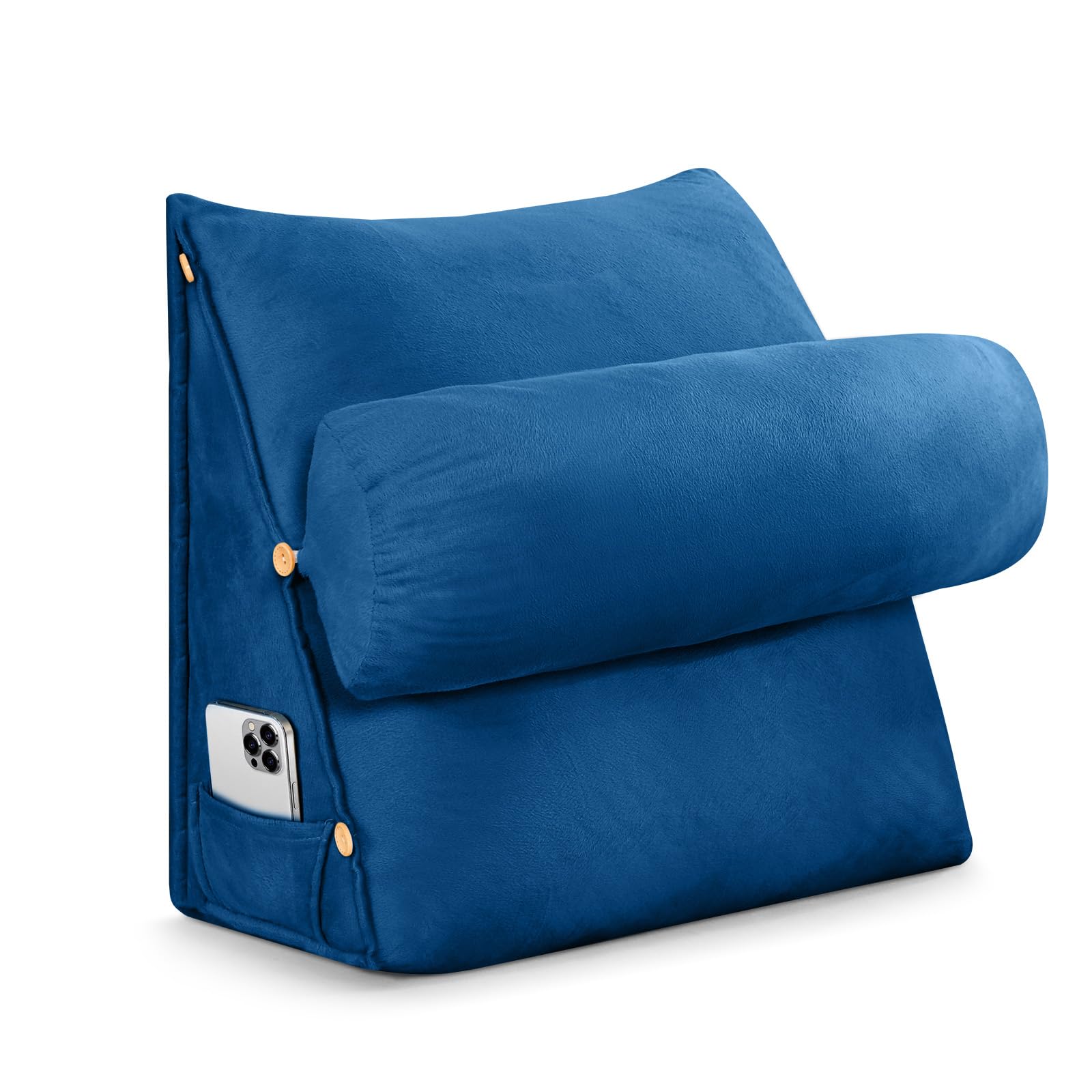 Mingfuxin Sofa Cushion Support Pillow, 3 IN 1 Adjustable Bed Wedge Reading Pillow for Sitting in Bed Adults, Triangular Backrest Cushion Pillows with Detachable Neck Roll & Removable Washable Cover