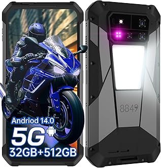 8849 Tank 4 Pro Rugged Smartphone 5G, IP68 Waterproof Android 14 Mobile Cell Phones Unlocked with Projector, 32GB+512GB, 6.73’’ AMOLED Screen, 11600mAh(120W)/1200LM Camping Light/GPS/OTG
