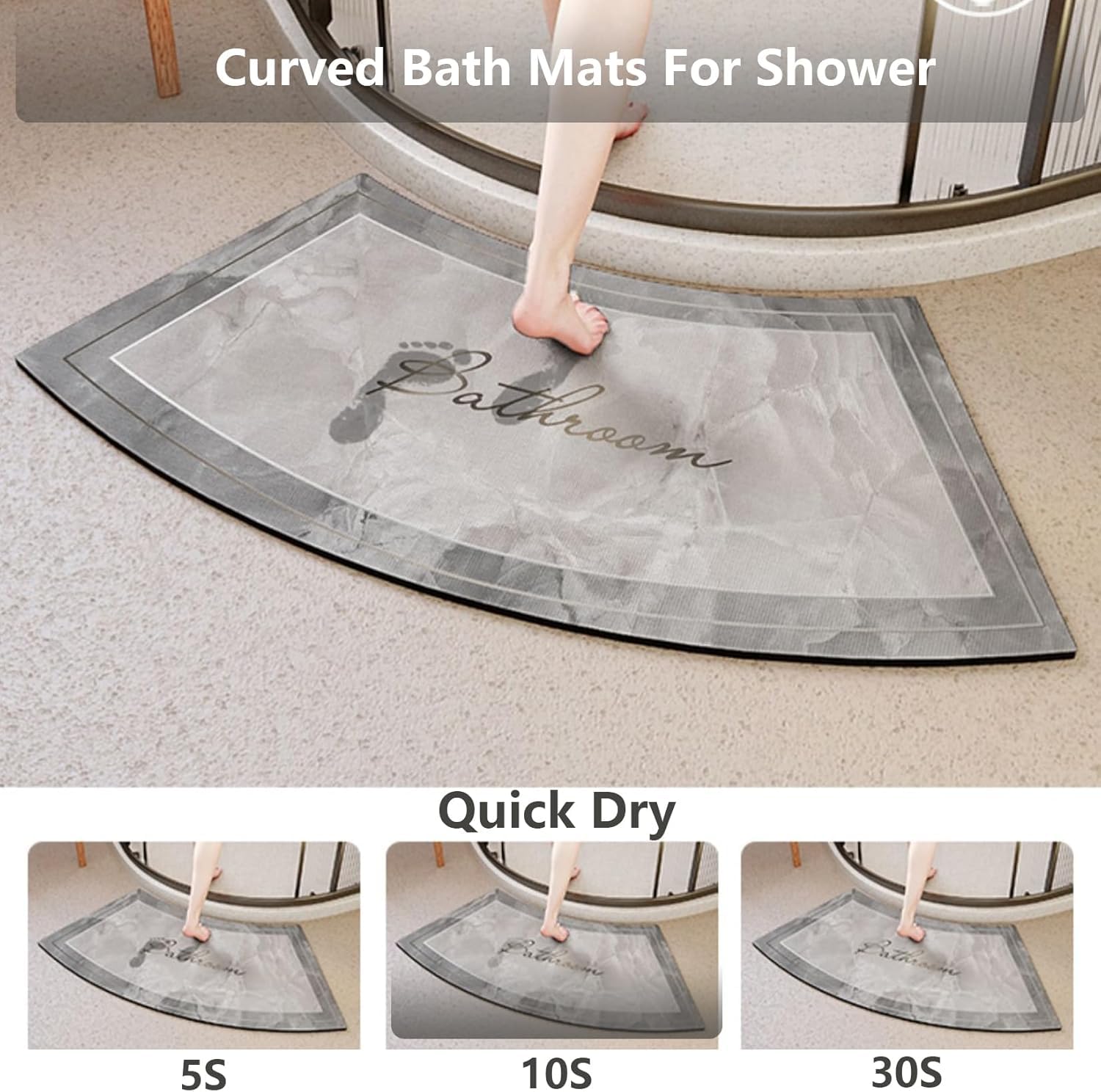 EUPXRHY Tapis Douche Angle, Tapis De Douche Angle, Absorbant