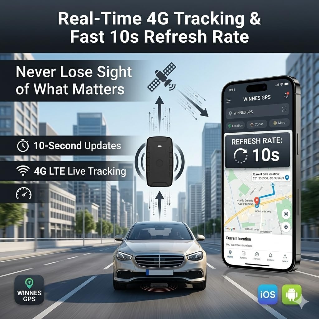 TKMARS 4G GPS 20000mAh,4G Localizzatori GPS Tracker per auto/Camion Magnetico Antifurto Impermeabile,SMS/APP/PC Monitor in Tempo Reale,Geo-fence Alarm con APP Senza Abbonamento per iOS&Android TK918