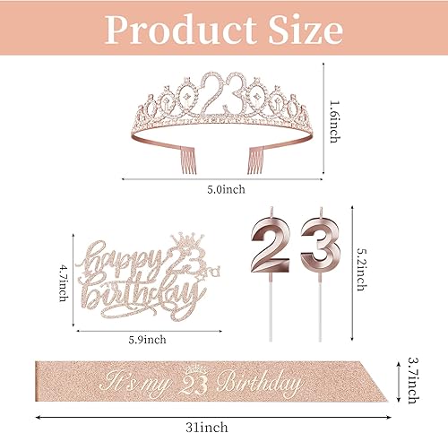 Miniatura 155 de Decoraciones de cumpleaños de 3 años para niñas; banda, corona/tiara, velas y adorno para pastel de cumpleaños de 3 años; regalos y decoraciones