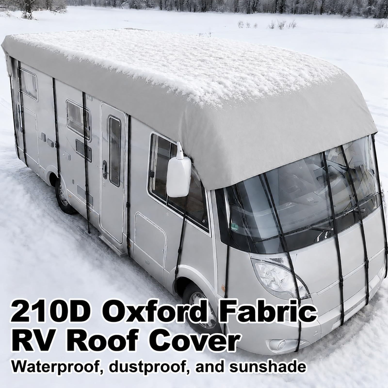 Wohnmobil Dachabdeckung,Wohnwagen Schutzhülle wasserdicht,Hochwertige 210D Oxford,Ganzjähriger Wasserdicht 1000PA, UV-Schutz, Universell passend für RV & Camper