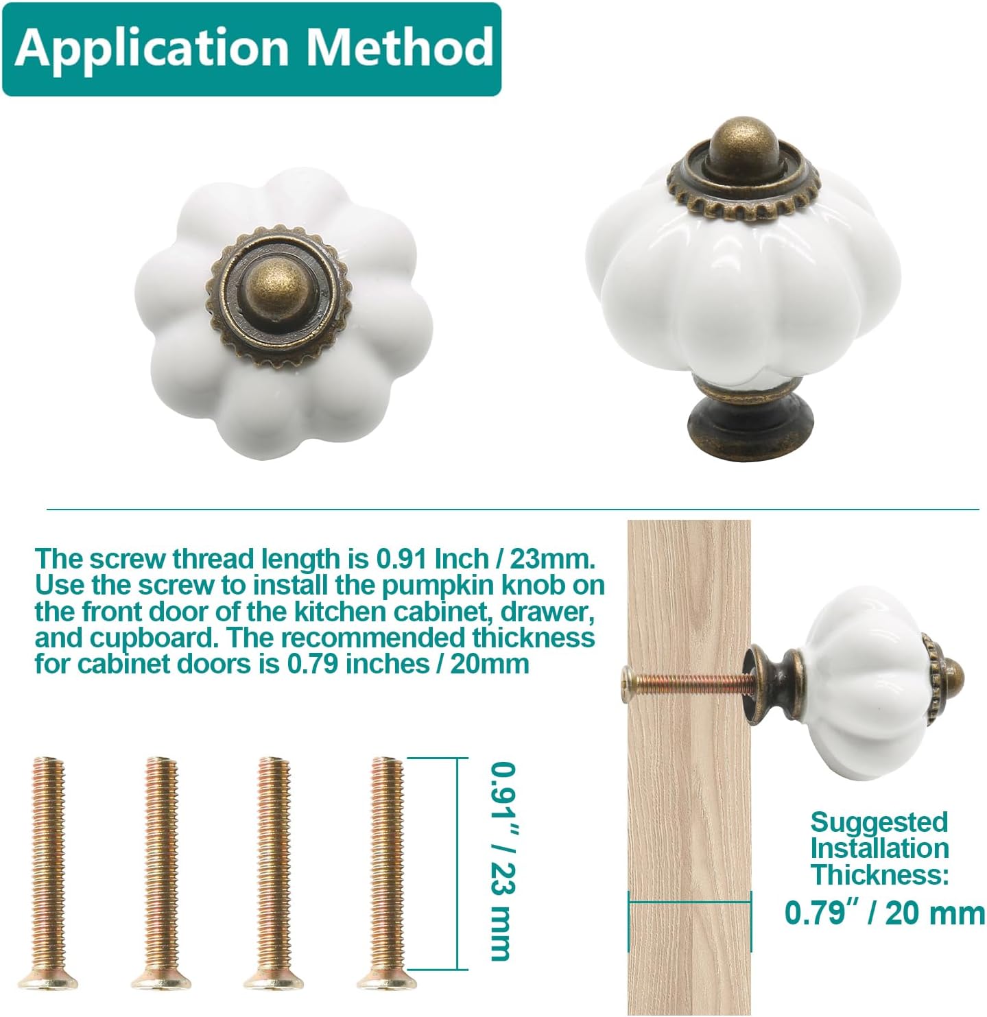 12pcs White Vintage Ceramic Cabinet Knobs, Dresser Drawer Door Pulls with Mounting Screws