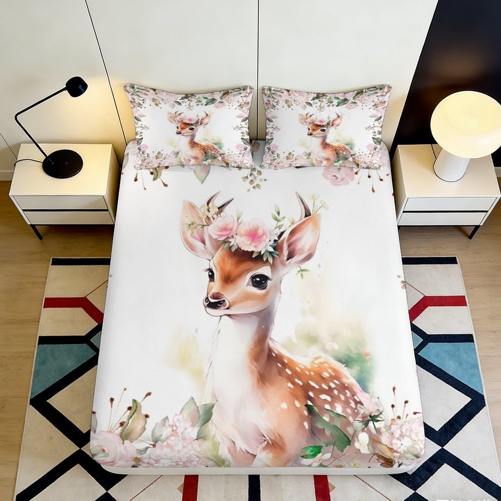 3D Printed Tropical Flamingo Fitted Sheet Microfiber Non-Slip Deep Pocket Tropical Pattern Mattress Fitted Cover for Bedroom Adults Washable 140x200x25cm