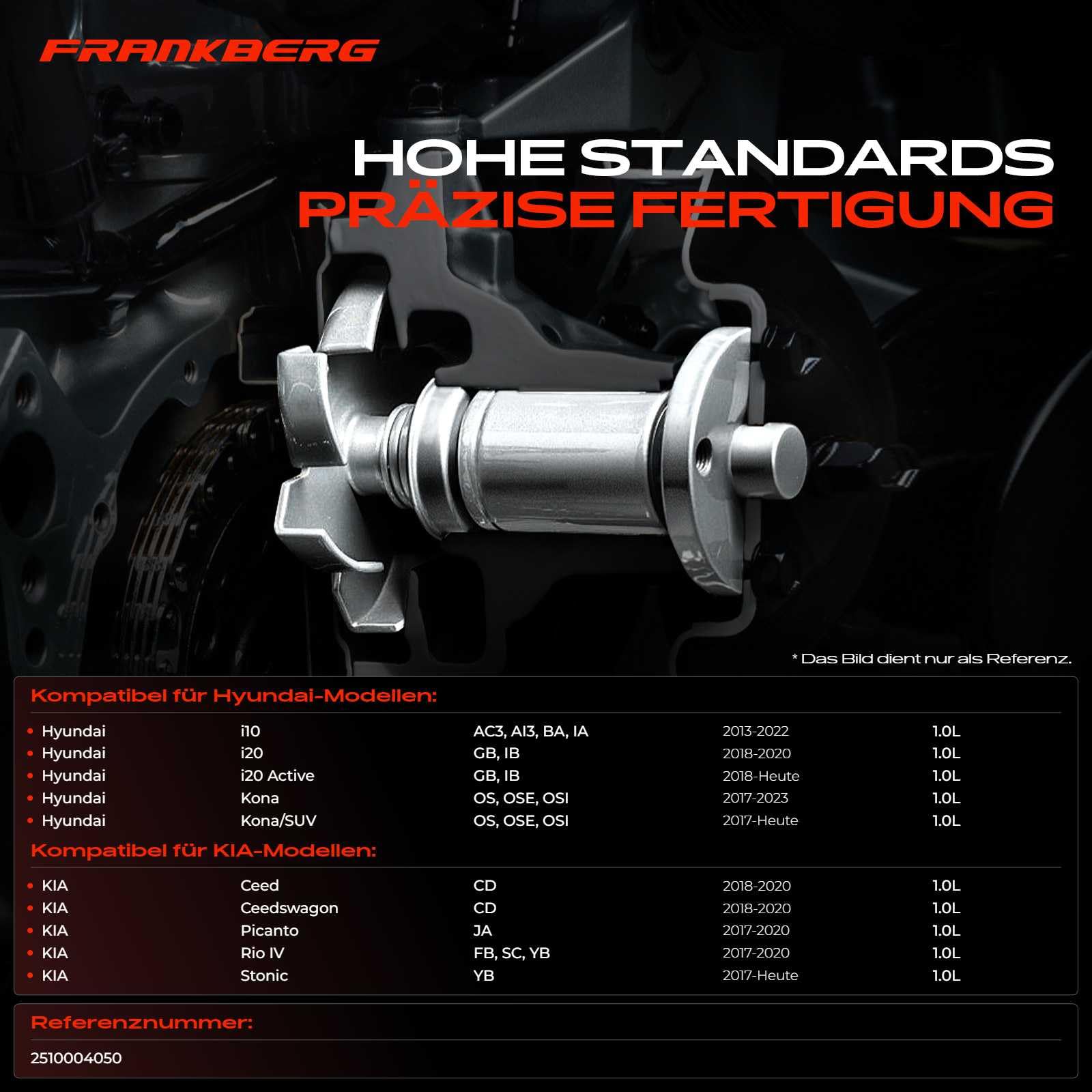 Frankberg Pompa dell'acqua/pompa del liquido di raffreddamento 2510004050 | Compatibile con: Kona Box/SUV OS OSE OS, Ceed Sportswagon CD, Kona OS OSE OS, i20 GB IB, Stonic YB, Picanto SÌ, Ceed CD