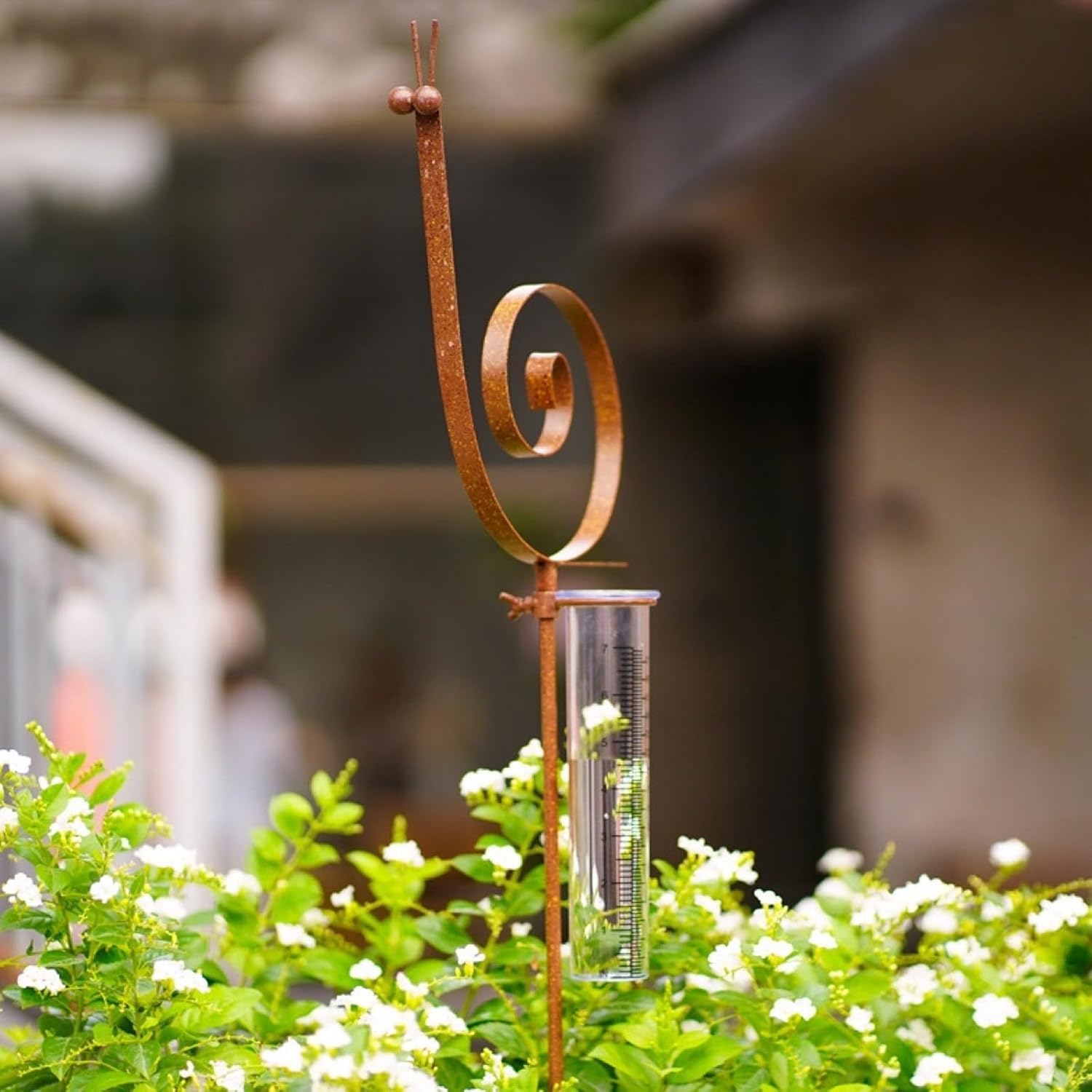 ordinarYone Metal Snail Rain Gauge Accurate Precipitation Measurement Tool For Garden Farm Weather With Stainless Steel D