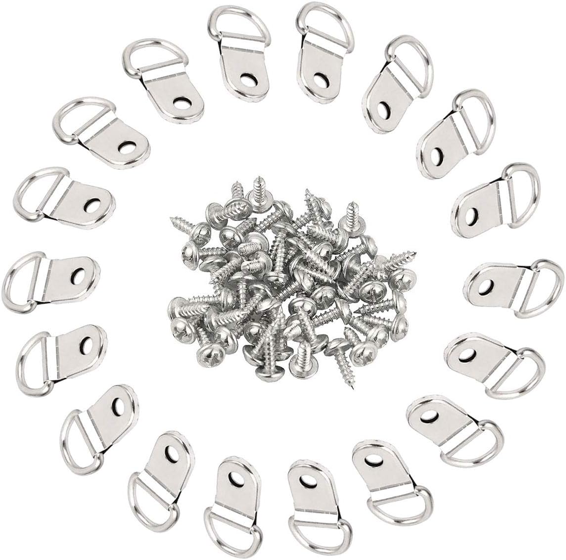 Trimming Shop 100pcs D Ring Clips with Screws Picture Frame Hangers Hook for Hanging Family Photo Frame Mirror, Painting