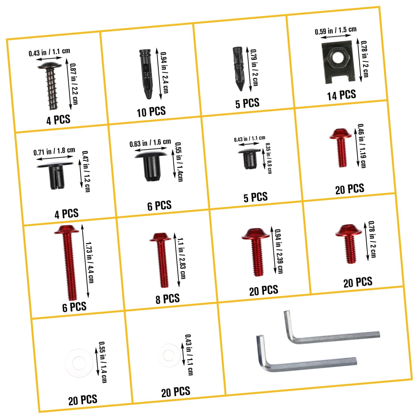 149piezas Para Modificación De Motocicleta Accesorios De y Parabrisas Color Rojo Instalación Compatible Mayoría De Motocicletas