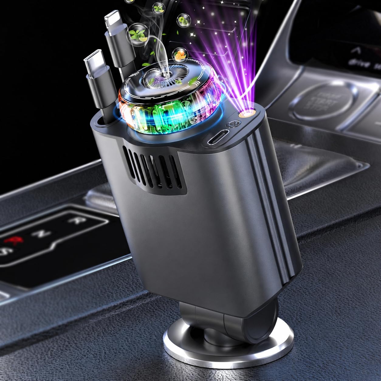 AG Industry Car Charger Fast Charger for iPhone17/16/15,45W Retractable with Aromatherapy and Starlight,5 in 1 Fast Car Charger with L/C Cables,Car Charger Adapter for iPhone,Android-image-6