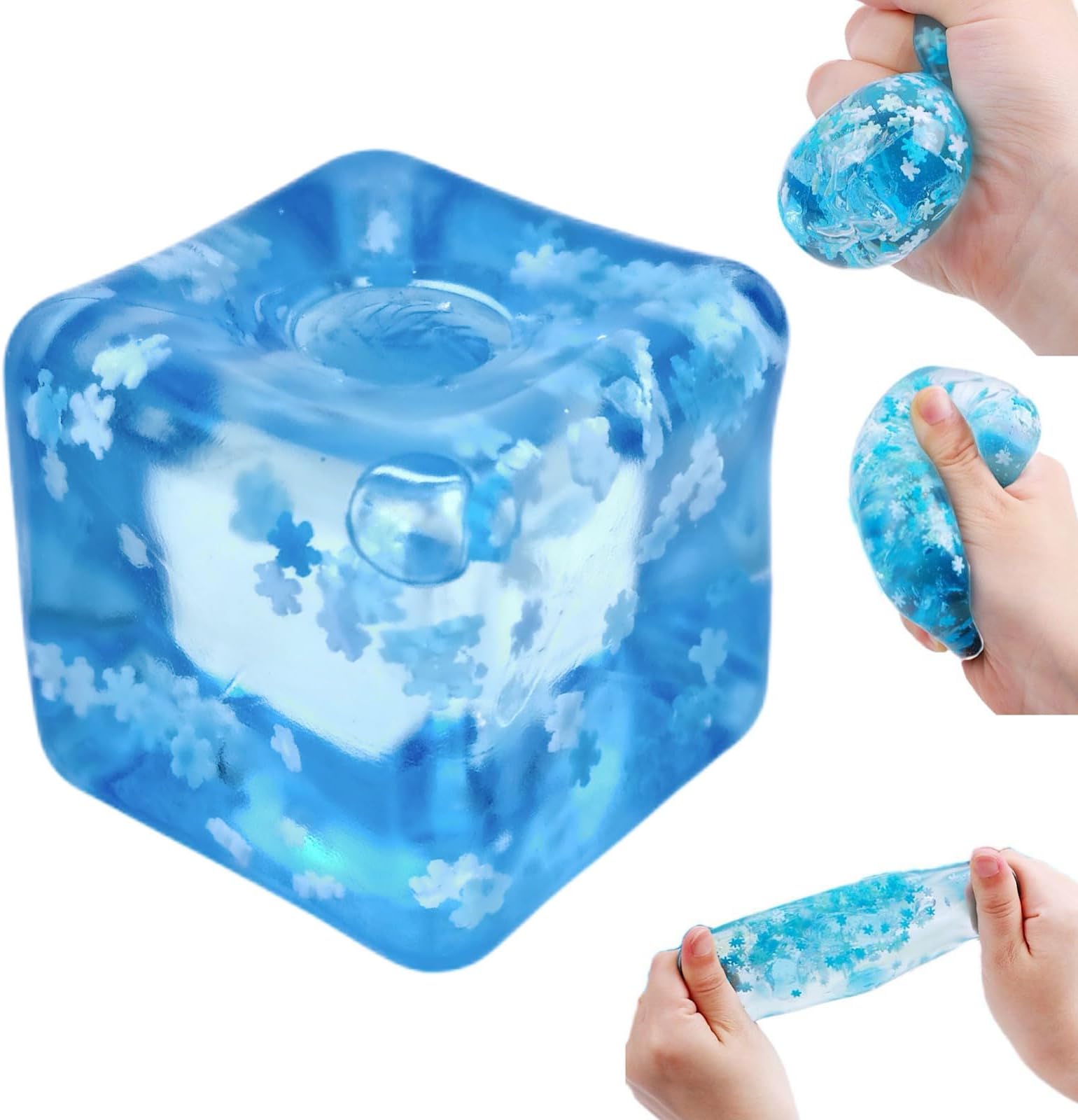 Ice Cube Squishy Toys, Squishy Fidget Toys, Cube Block Stress Balls for Adults Stress Relief