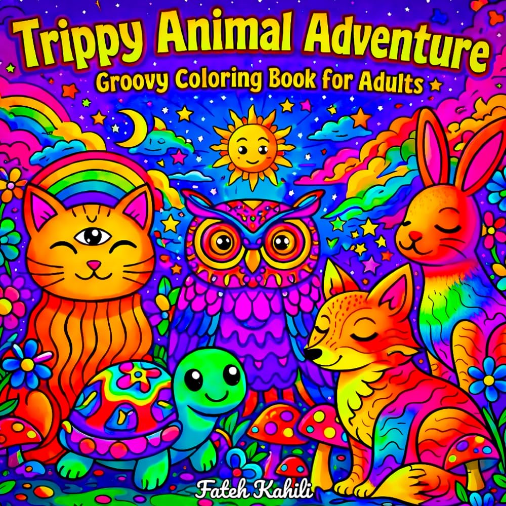 Trippy Animal Adventure Coloring Book for Adults: Groovy Psychedelic Animals for Relaxation & Stress Relief