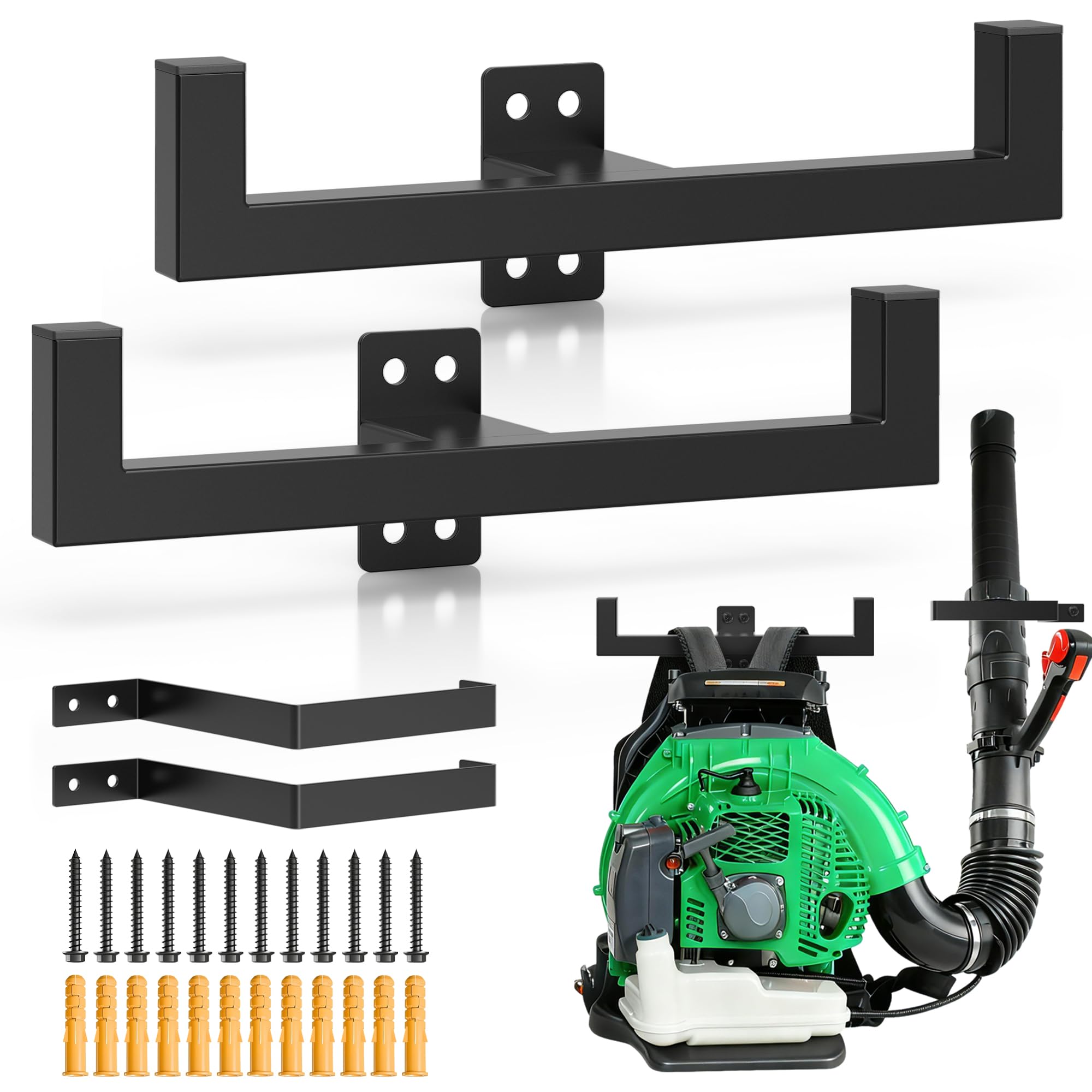 Estante pulverizador para soplador de mochila con gancho de tubo, soporte de pared para soplador de mochila, colgador de soplador de hojas de mochila, colgador de mochila para herbicida, cortasetos y
