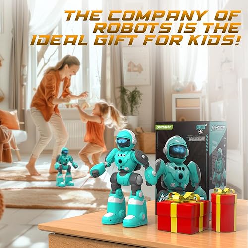 Miniatura 8 de STEMTRON Juguetes robot para niños, robot programable de control remoto con función de voz de grabación mágica, detección inteligente de gestos,