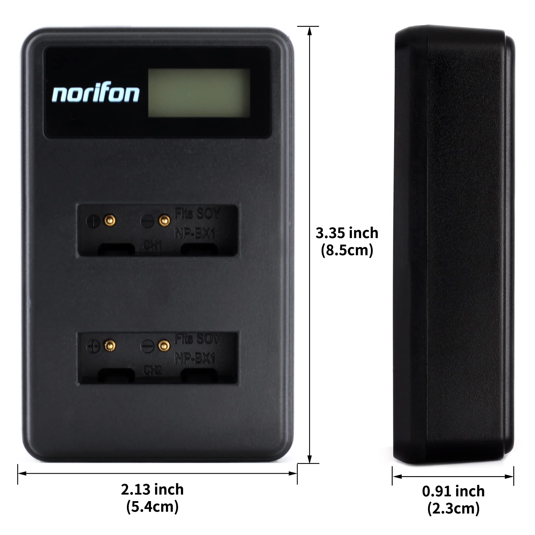 Norifon NP-BX1 Dwukanałowa LCD USB Ładowarka do Sony Cyber-shot DSC-RX100, DSC-RX100 II, DSC-RX100 III, DSC-HX90V, DSC-WX350, DSC-WX500, HDR-AS15 Aparat i nie tylko