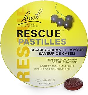 Rescue Remedy Bach RESCUE PASTILLES, Black Currant Flavour, Lozenges, Natural Flower Essence, Vegetarian, Gluten and Suga...