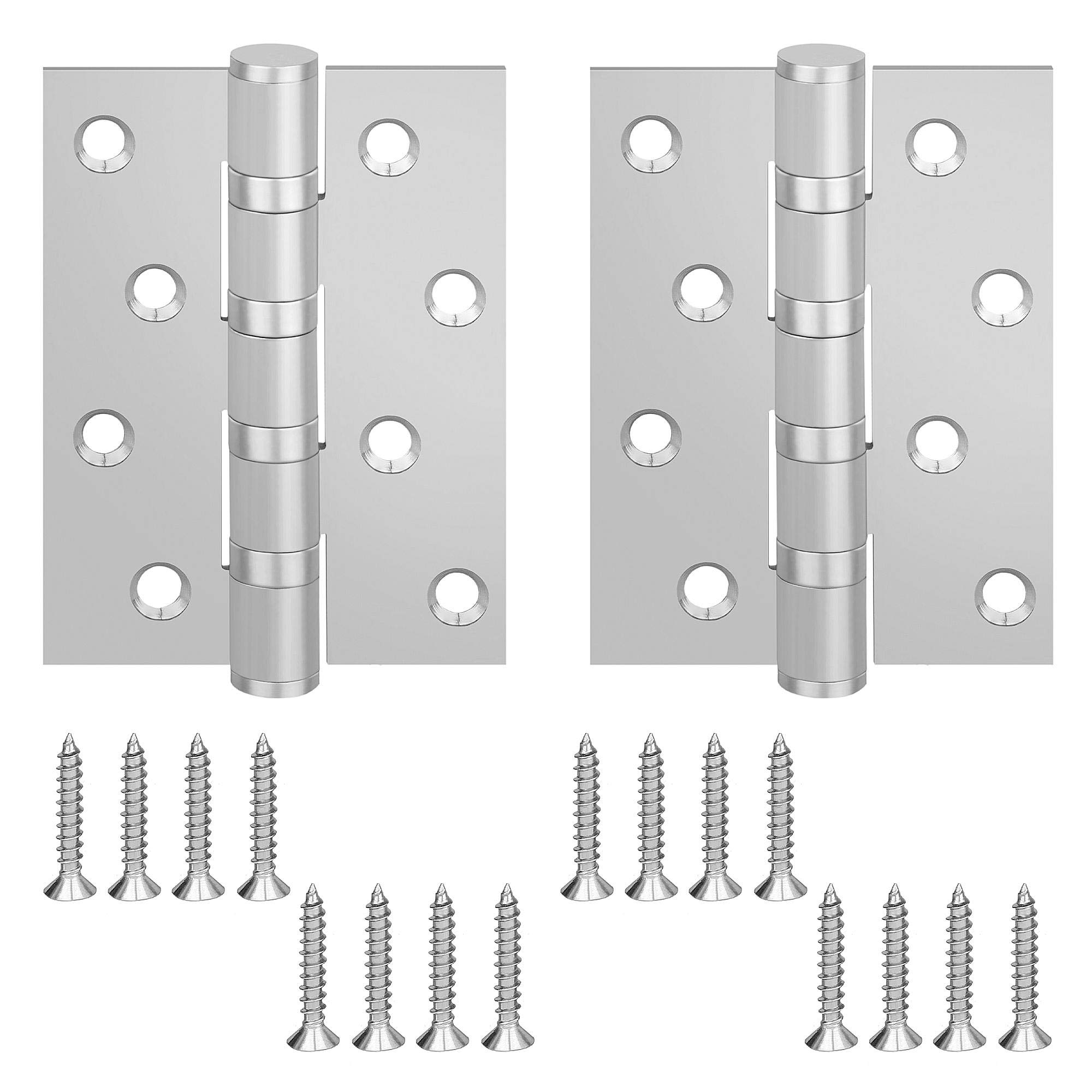 ECENCE Cerniere per legno in acciaio inox 201 - Set da 2 pezzi - Argento - Cardini con cuscinetti a sfera e 4 punti di contatto - Per porte e ante