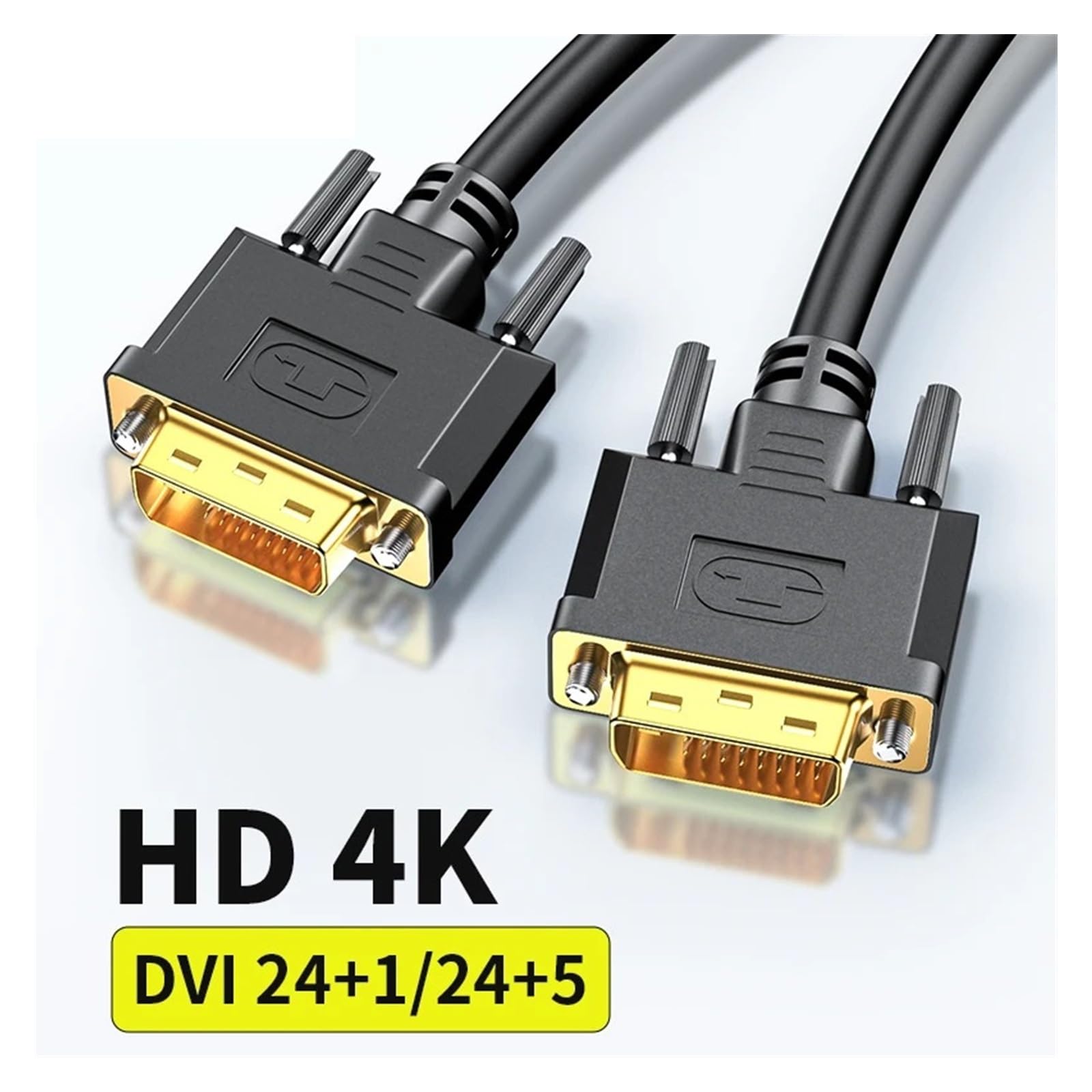 Cavo DVI 4K 30Hz DVI-D 24+1/24+5 maschio a maschio Daapter placcato oro convertitore compatibile con monitor TV HD da 1 m a 5 m (5 m)