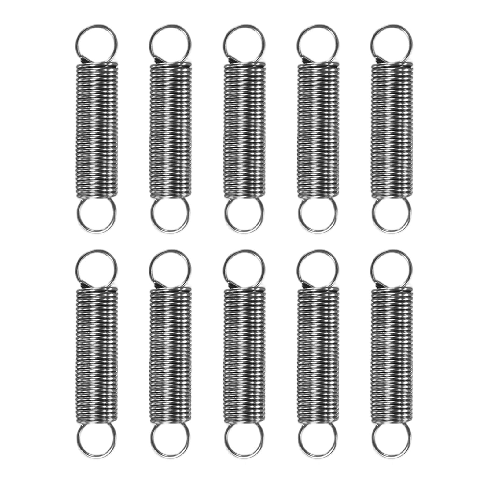 M METERXITY 10-Pack Extension Springs, 30mm Length 6mm OD 304 Stainless Steel Dual Hook Tension Spring for DIY/Garden Tool/Mechanical Repair Replacement [Silver Tone, 0.6mm Wire Size]