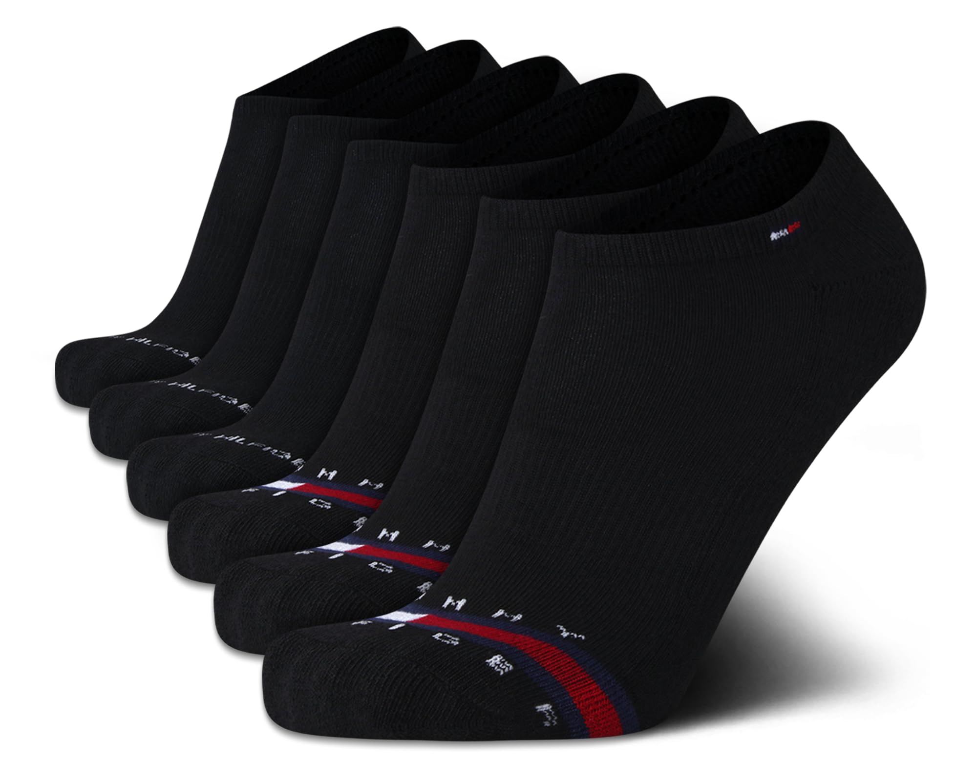 Tommy Hilfiger Mens No Show Socks - 6 Pack Cushioned Performance Stretch Athletic Low Cut Socks for Men
