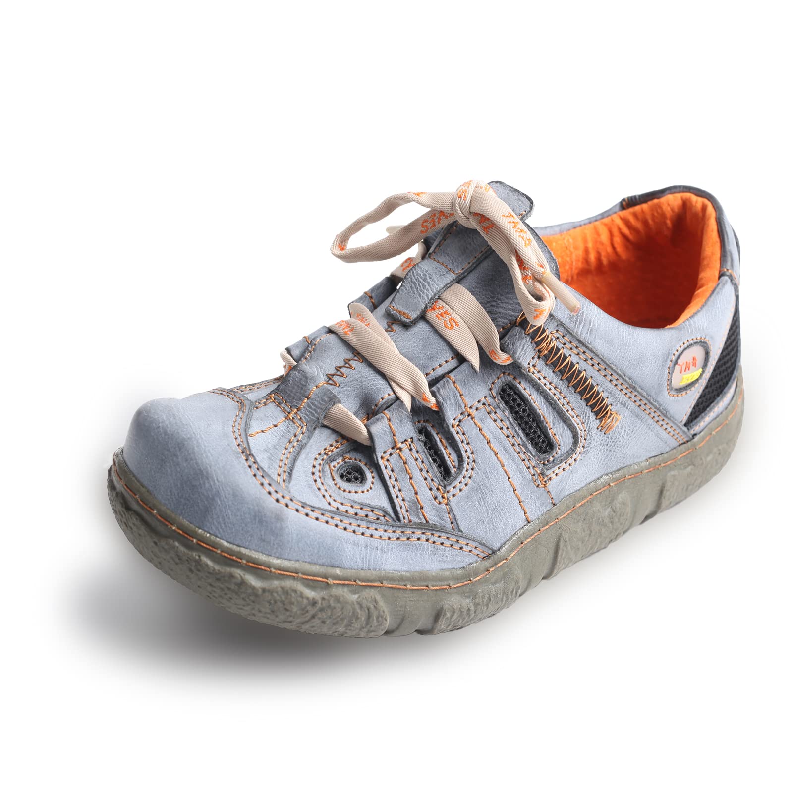 TMA EYESWomen's Casual Lace-Up Breathable Mesh and Leather Sneaker