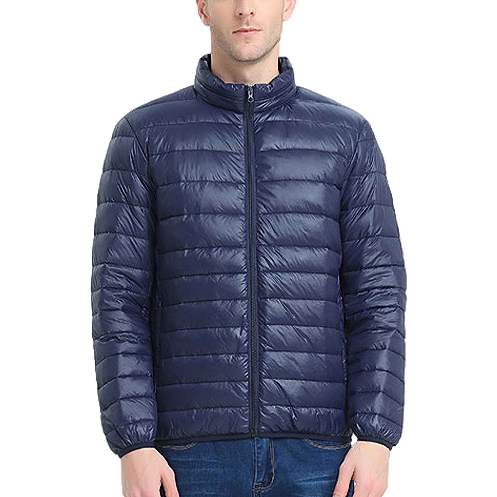 Hombre Tallas Grandes Invierno Cálida Chaqueta Acolchada con Cuello Alto Casual Chaqueta Puffer con Muchos Bolsillos
