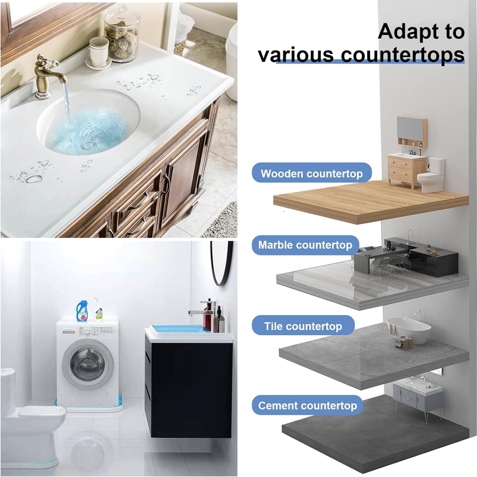 Striscia di tenuta in silicone per barriera per pavimento per ambienti umidi, striscia autoadesiva per bagno, striscia per blocco dell'acqua, barriera per soglia doccia, per separazione bagnato e asci