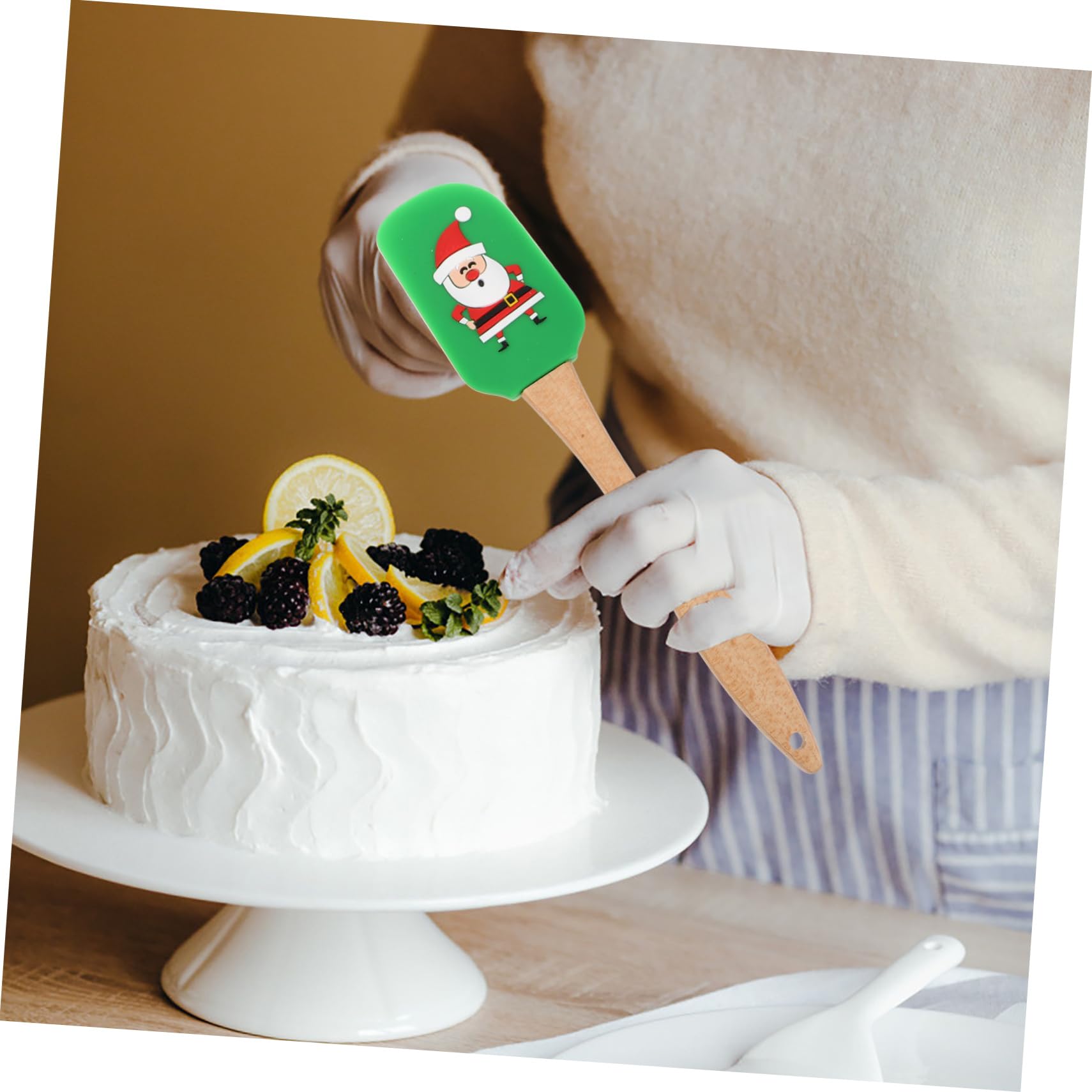 4piezas Espátula De Silicona Para Repostería Mango De Herramientas De Cocina De Diseño Navideño Raspadores De Crema Antiadherentes y Reutilizables Para Mezclar y Decorar