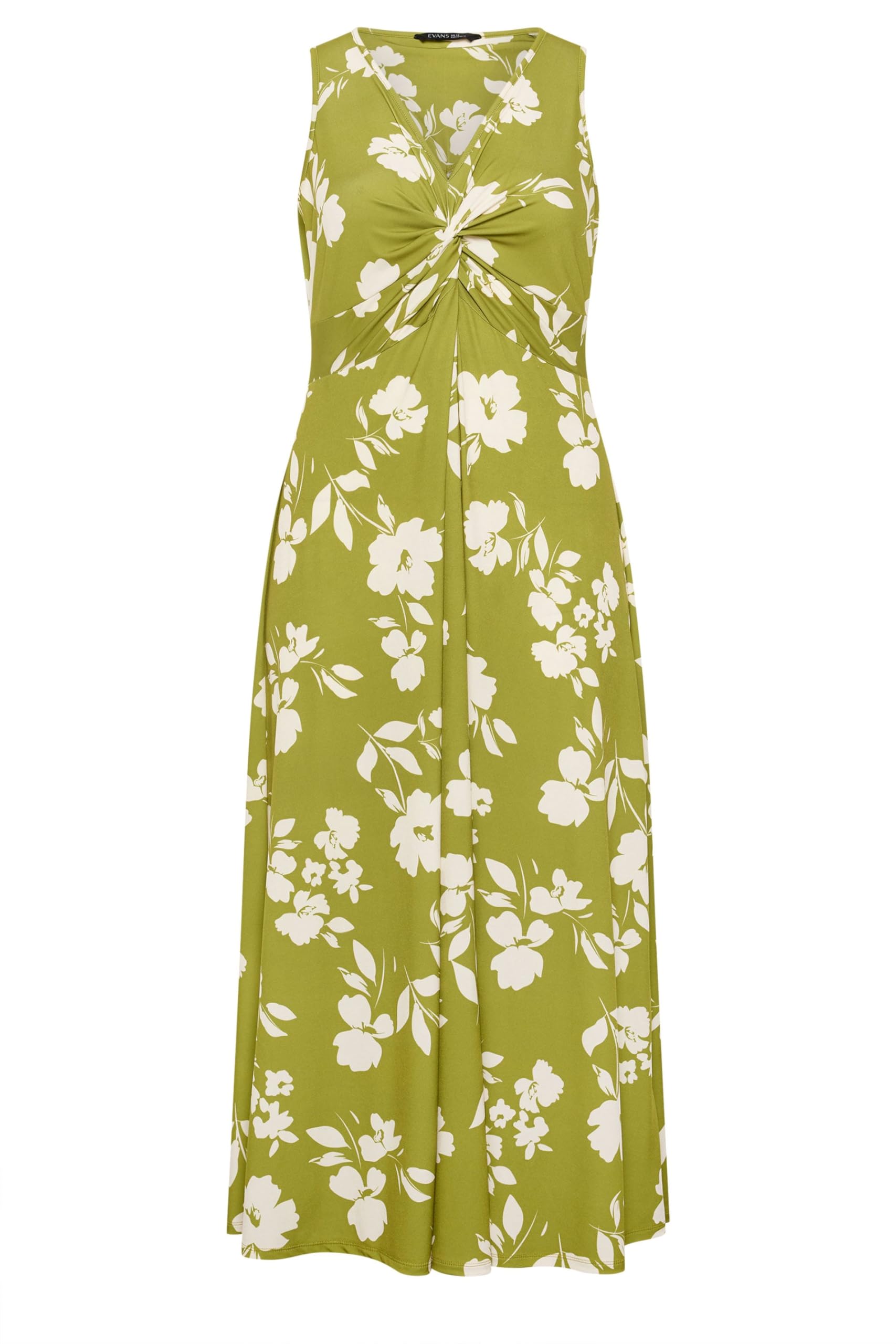 Evans Women's Green Plus Chartreuse Floral Print Knot Front Maxi Dress Size 18