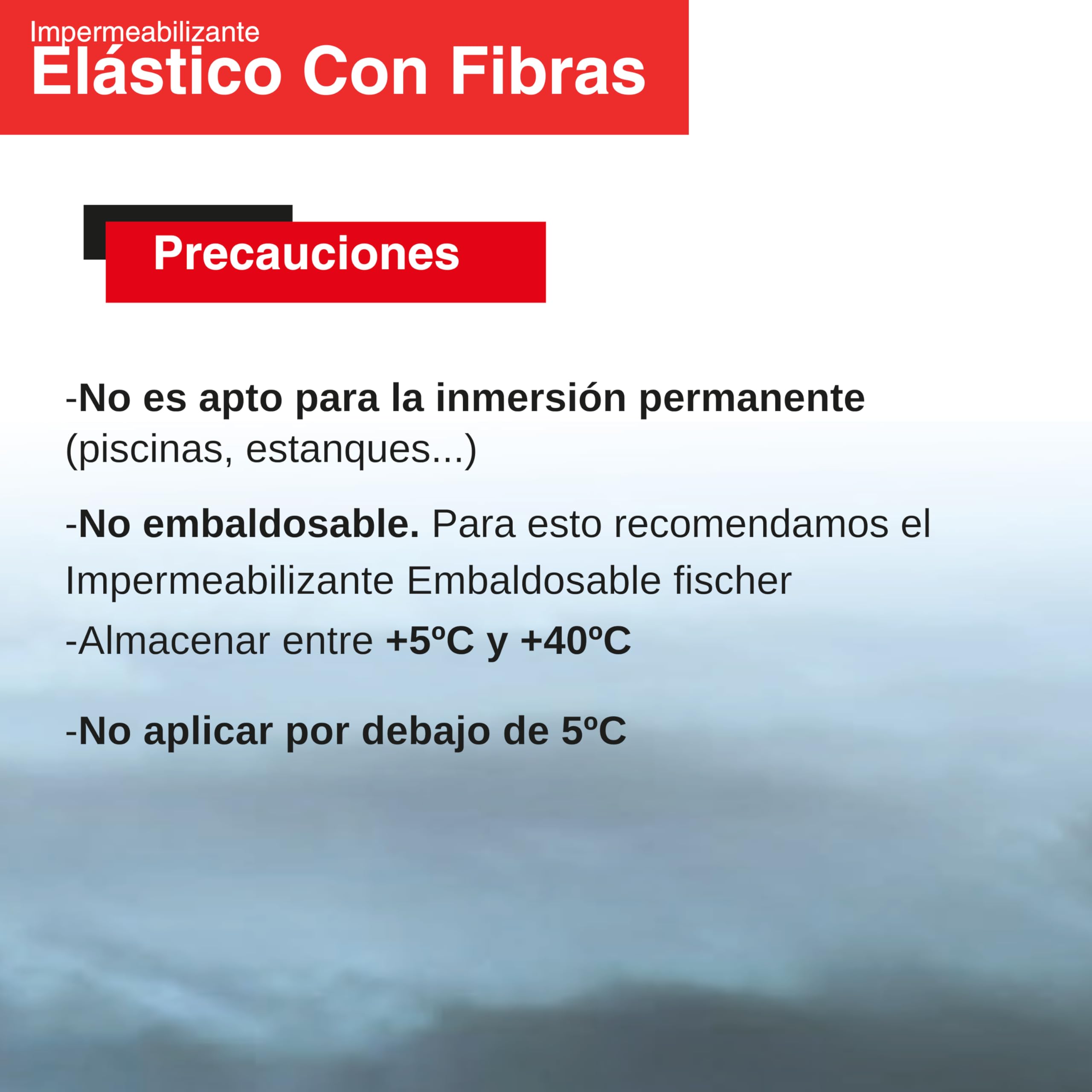 fischer - Pintura Impermeabilizante con Fibras | Resistente al Agua y Exteriores | Protección Elástica y Antideslizante | Ideal para Terrazas y Techos | 4L (Cubo 5kg) | Blanco