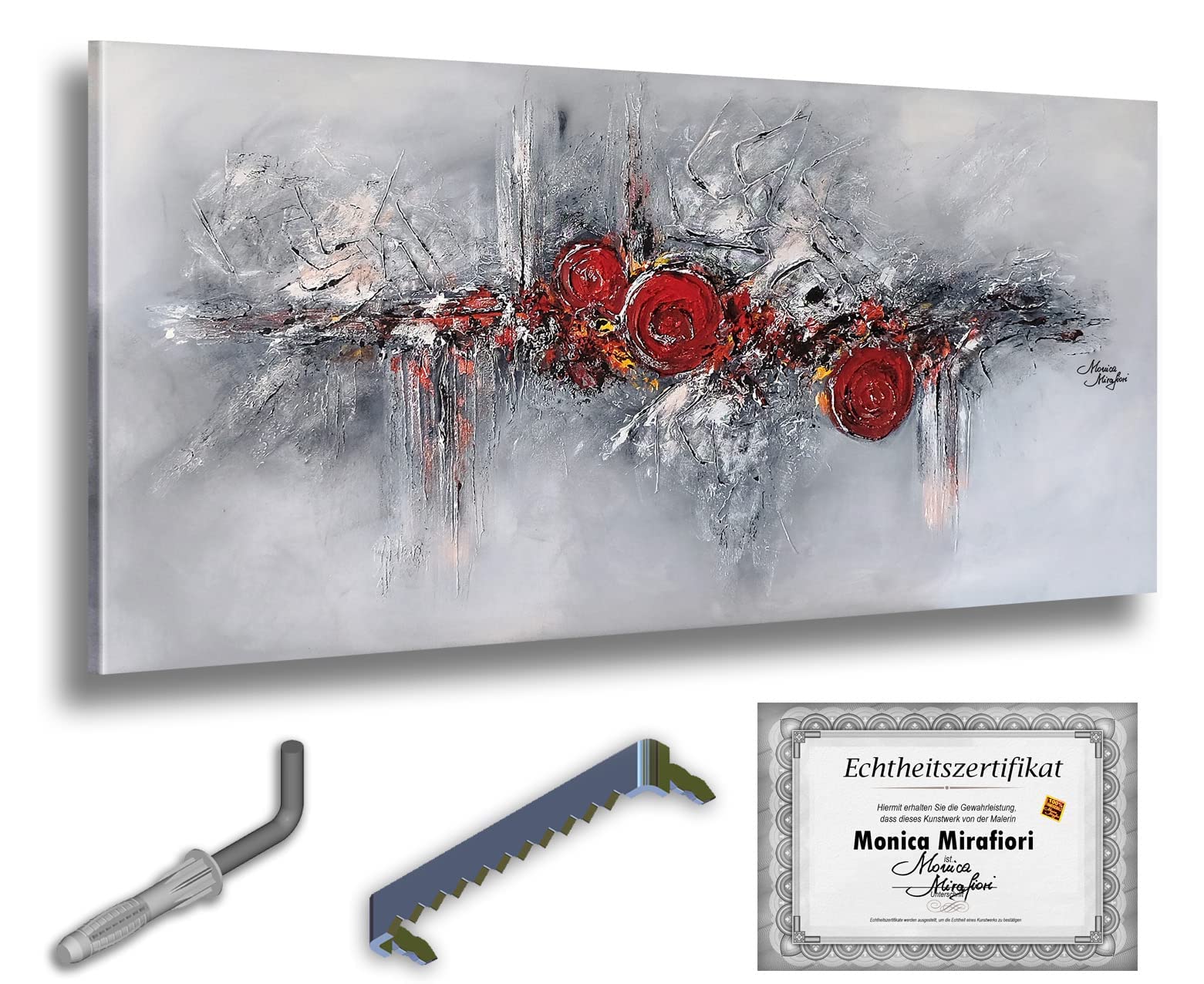 Tableau Peint à La Main Monica Mirafiori 120x60cm | Toile Sur Cadre En Bois - Peinture Moderne Unique