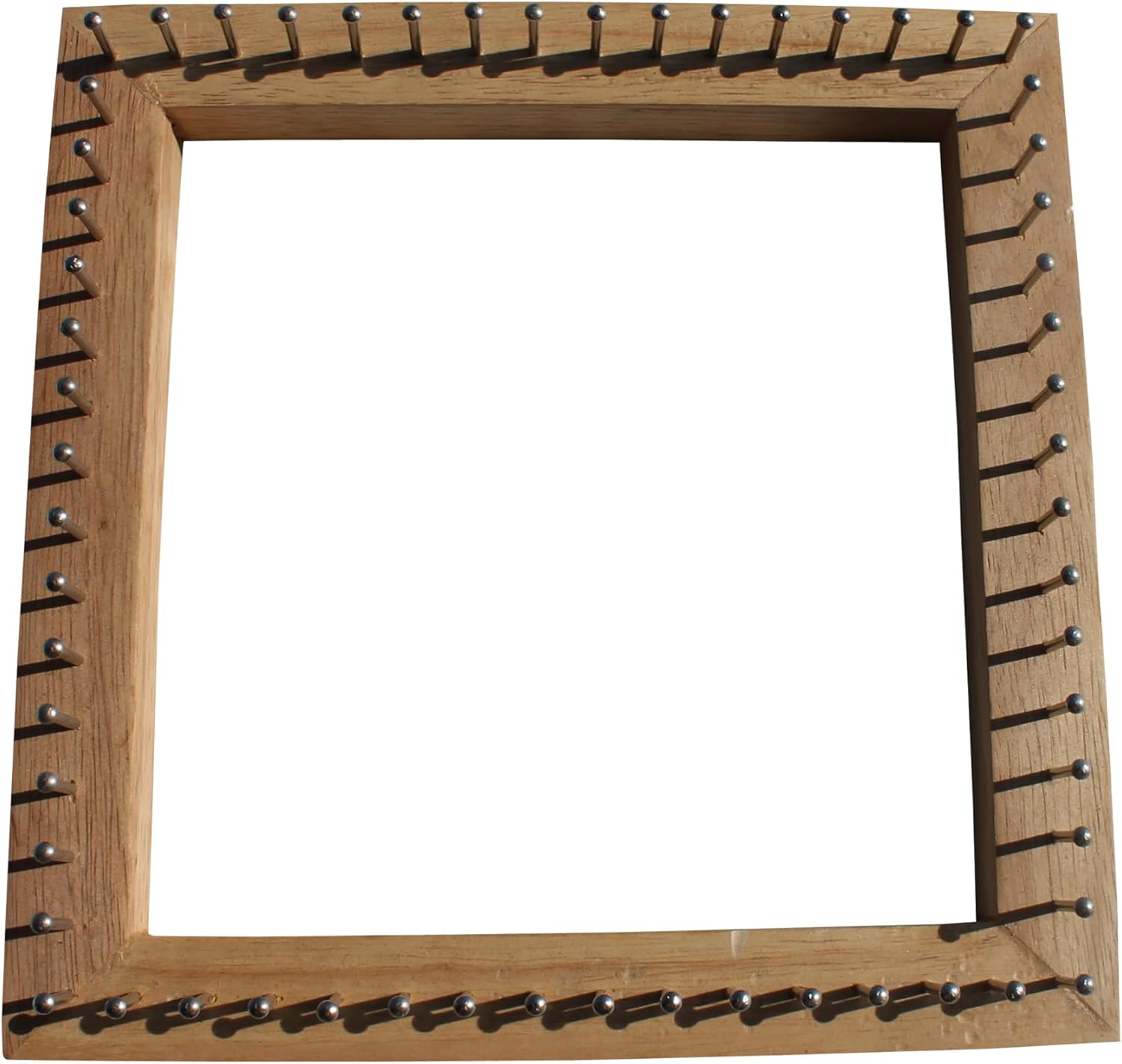 Full Funk Handmade Square Wooden Block Knitting Loom Polished Finish Metal Pegs, Square 8 inch 60 pegs