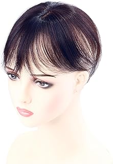 HIYE 人毛100% 部分ウィッグ 頭頂部 女性 超軽量 薄地 総手植え 人工頭皮 分け目自由 ボリュームアップ 増毛 医療用 レディース ヘアピース 白髪隠し 増量 ぱっつんバング (自然色, 5×8cm)