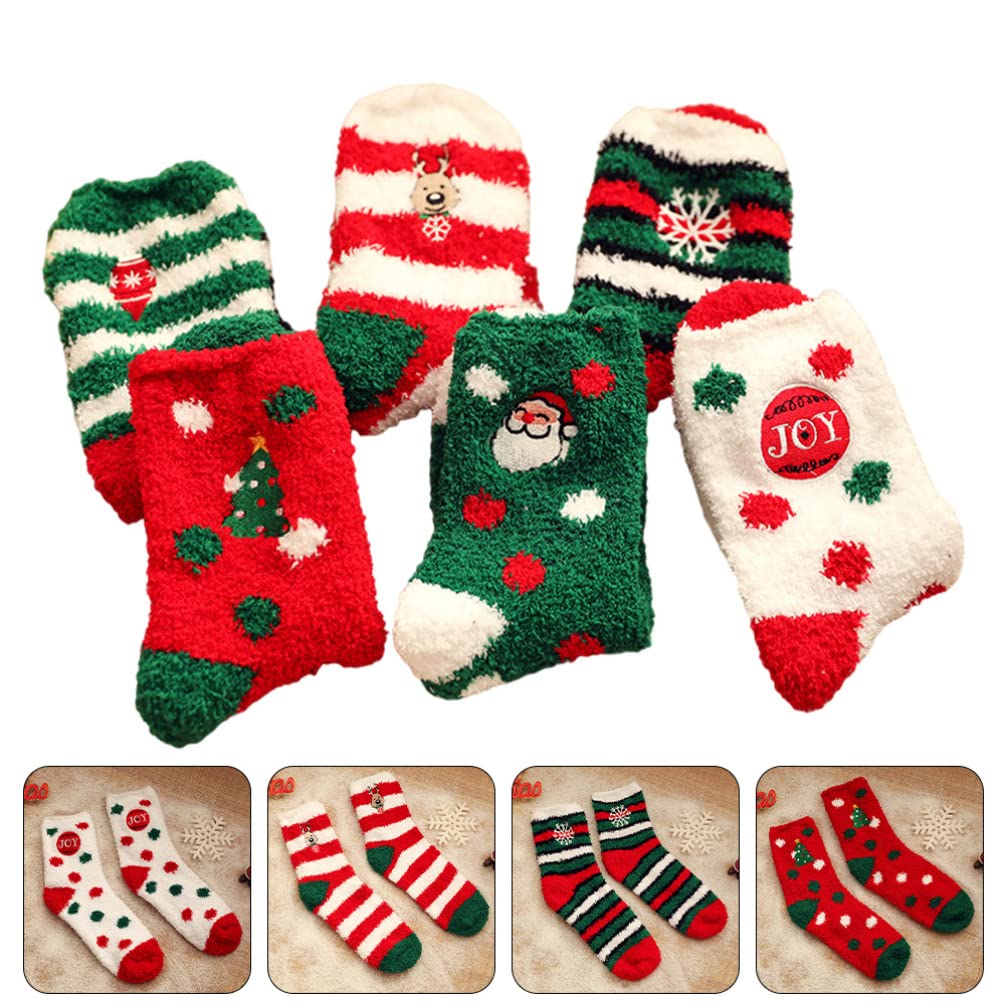 TOYANDONA 6 Paia Calzini Natalizi Calze Di Cotone Natalizie Calzini Da Notte Da Donna Calzino Di Capodanno Calzino Da Casa Calzini Accoglienti Bambino Vello Di Corallo Autunno Borsa Regalo