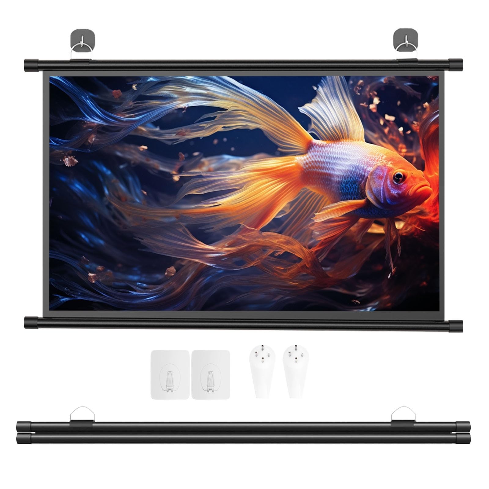 Schermo for Proiettore Da 30/40/50 Pollici, 4K Telo Proiettore Home Theater | 16:9 4:3 Telo for Videoproiezioni, AntiRughe Schermo Di Proiezione A Parete, for Feste Ufficio Aula(60in 4:3)