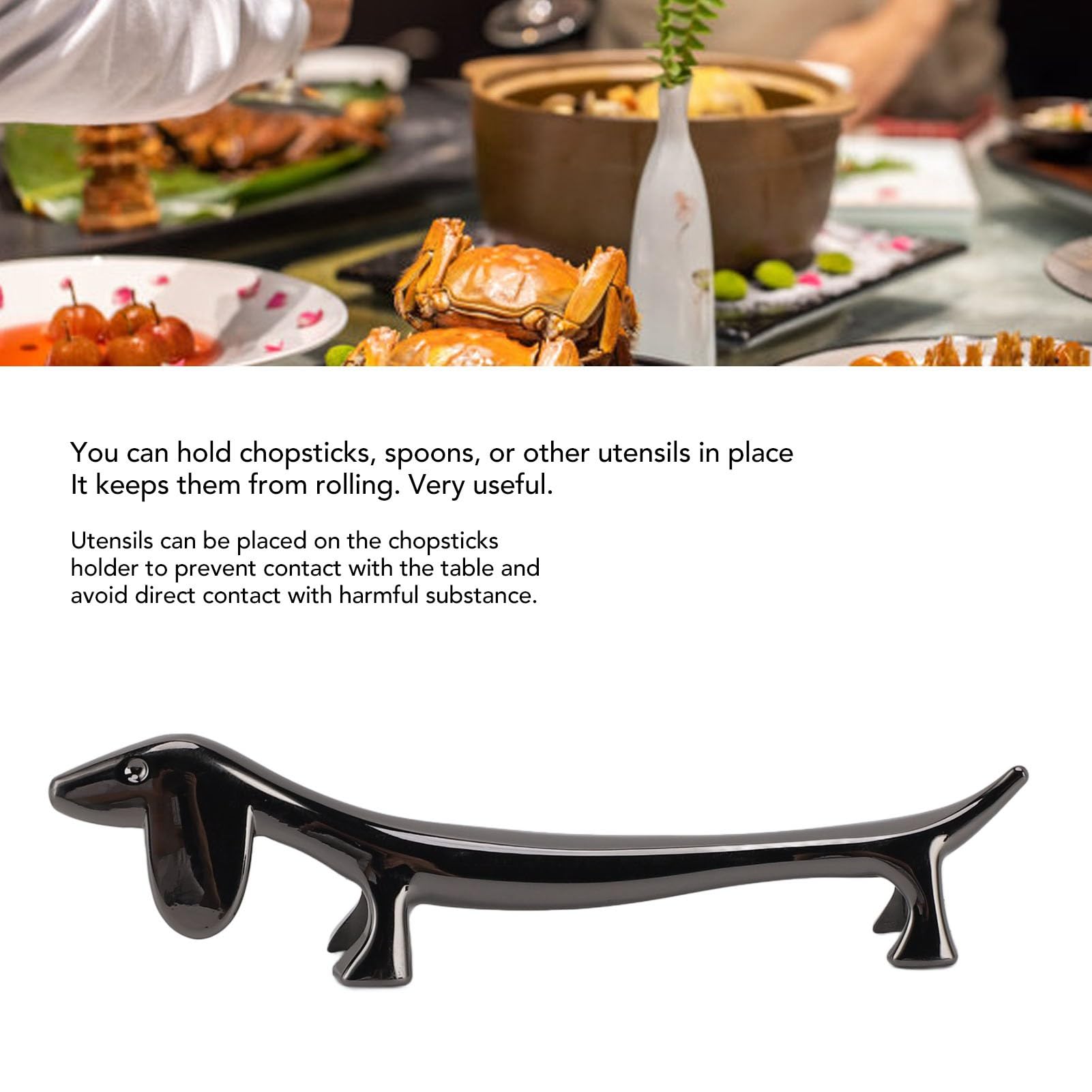 Soporte para Palillos para Cachorros, Resistente, Fácil de Limpiar, para Restaurante (Perro Salchicha Negra)