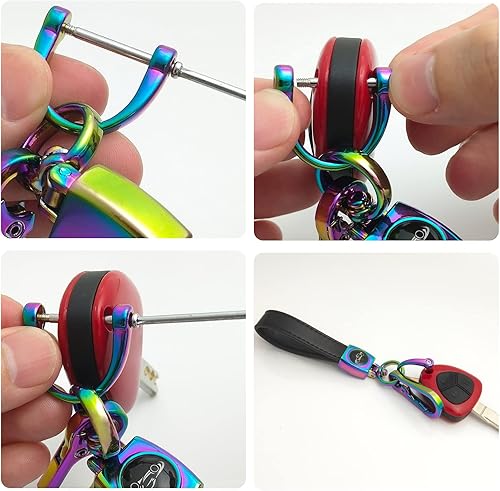 Miniatura 3 de FUYEJIA llavero de coche, llavero universal de llave de coche resistente de cuero para hombres y mujeres