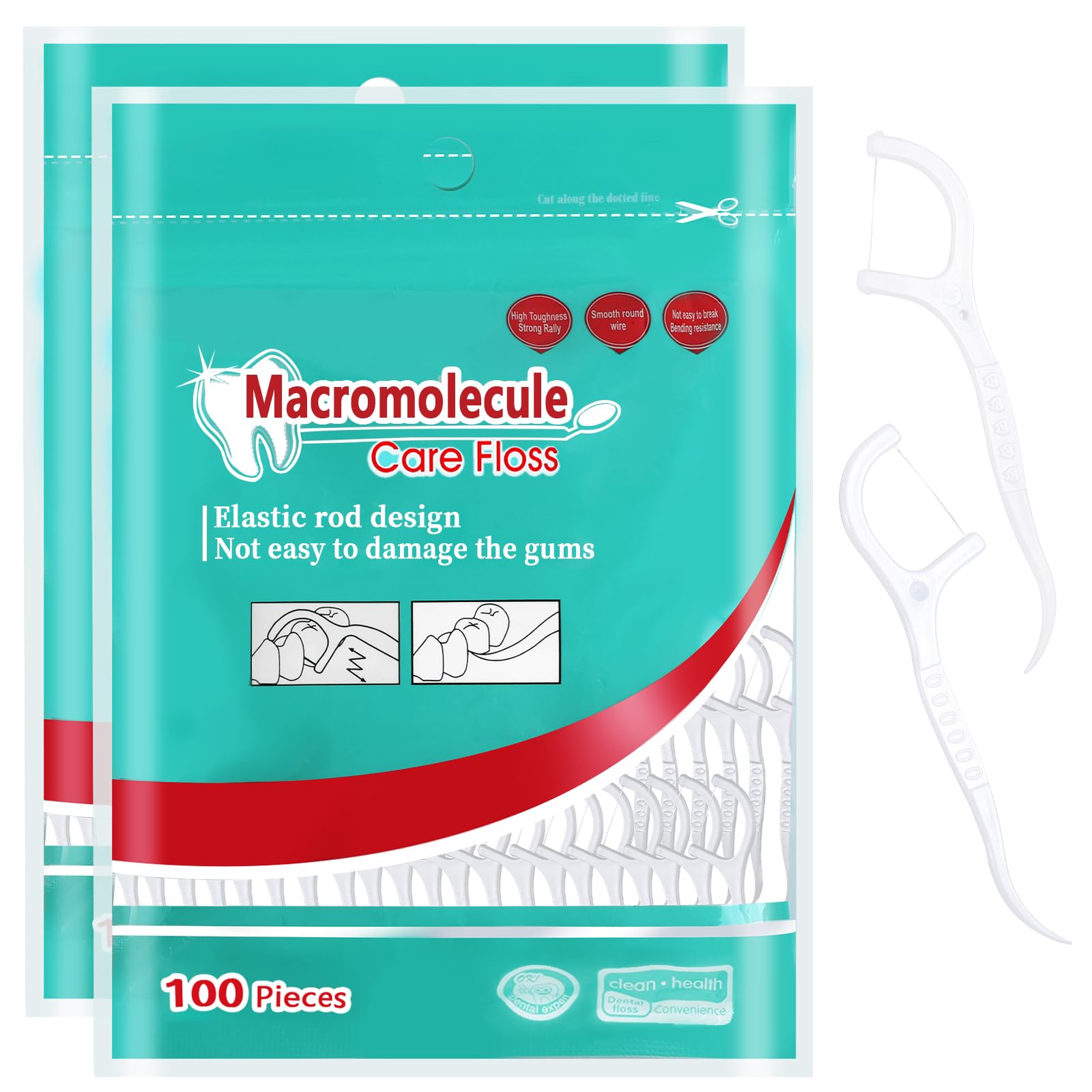 200 Pcs Dental Floss, Floss Sticks Dental Disposable Dental Floss Picks 2 in 1 Dental Floss Toothpicks Portable Floss Sticks for Interdental Cleaning