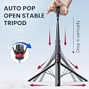 Kratos K15 Auto Open Long Selfie Stick Tripod Stand 69"/177cm, 360° Rotatable, One Piece Design Portable Travel Tripod for Vlog/Video Recording, Auto Pop Open for Hands-Free Photo & Live Video Shoot gallery image