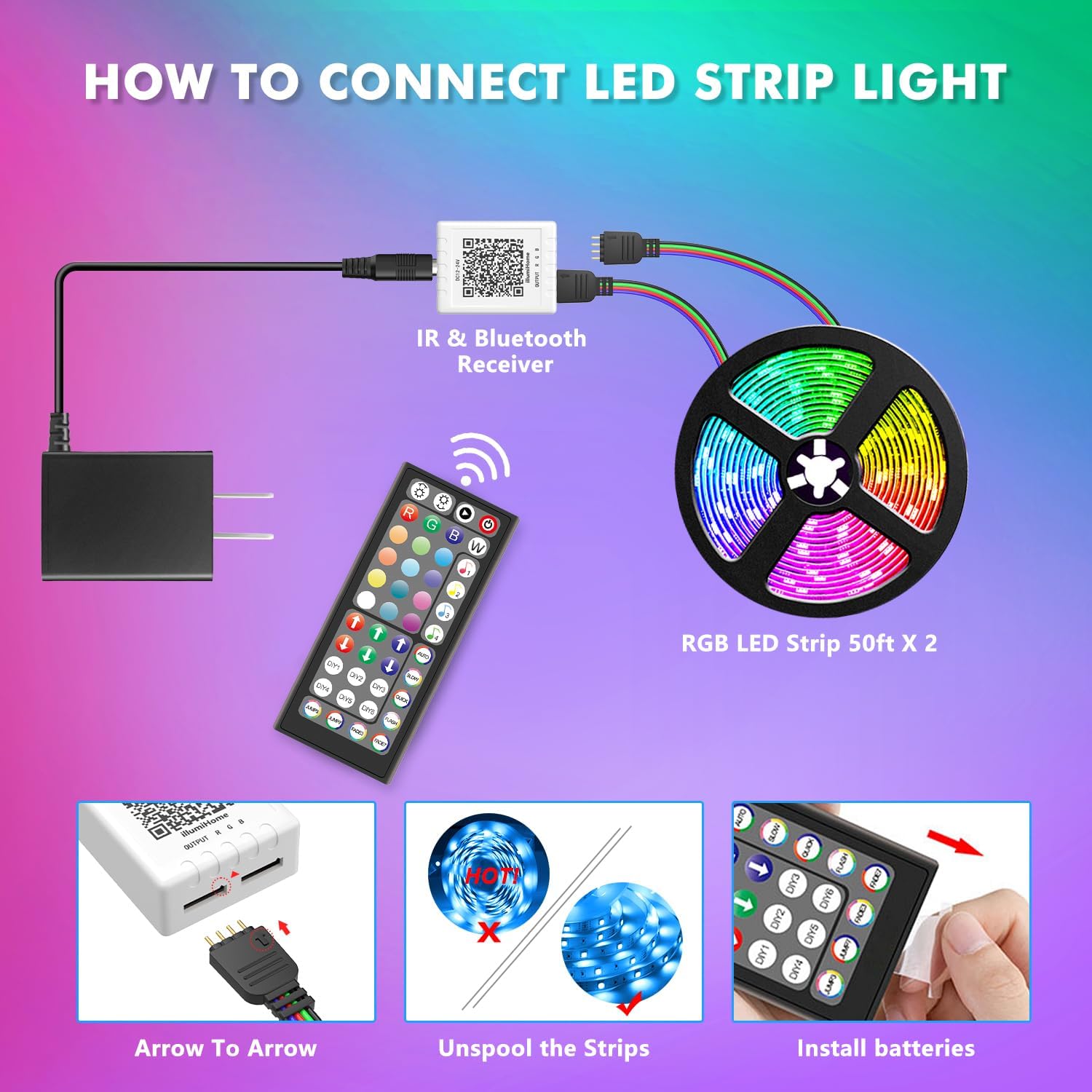 Nexillumi Led Lights for Bedroom 100ft Music Sync Color Changing Led Strip Lights Smart with Remote and App Control Built-in Mic for Party Home Room Decor Luces LED para Cuarto