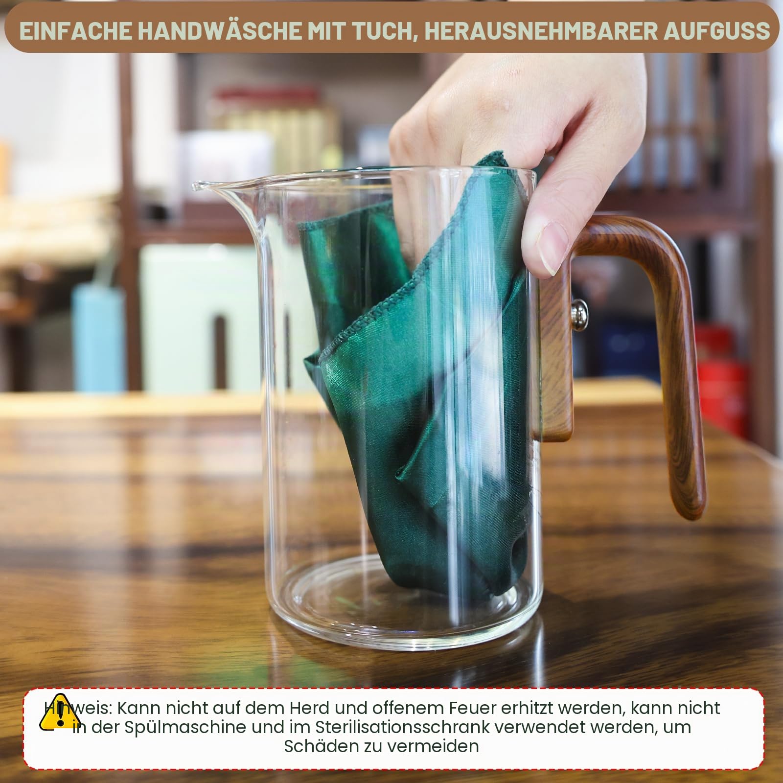 Enchanti Teekanne, Glas-Teekanne mit abnehmbarem Teesieb, magnetisch, lose Blätter, magische Hexerei-Teekanne mit Sieb zur Wassertrennung, Geschenkpaket, 800 ml | Magische Teekanne mit Sieb zur Wassertrennung, loser Tee-Ei, Diffusor, Teebereiter mit Griff