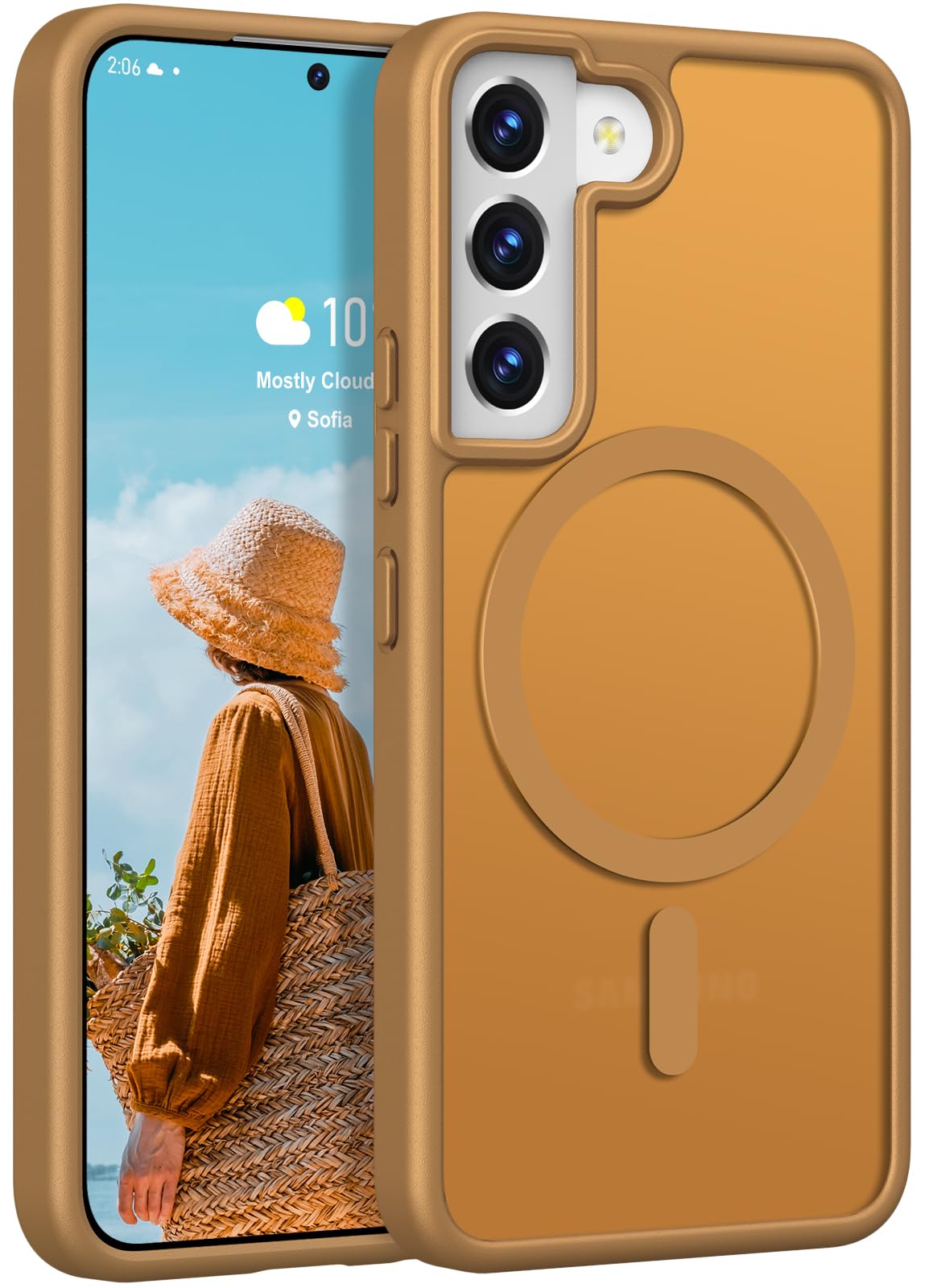 Rayboen for Samsung Galaxy S22 Case Magnetic, [Compatible with Magsafe] Protective Skin Feel Matte Phone Cover for Samsung S22 with Semi-Clear Hard