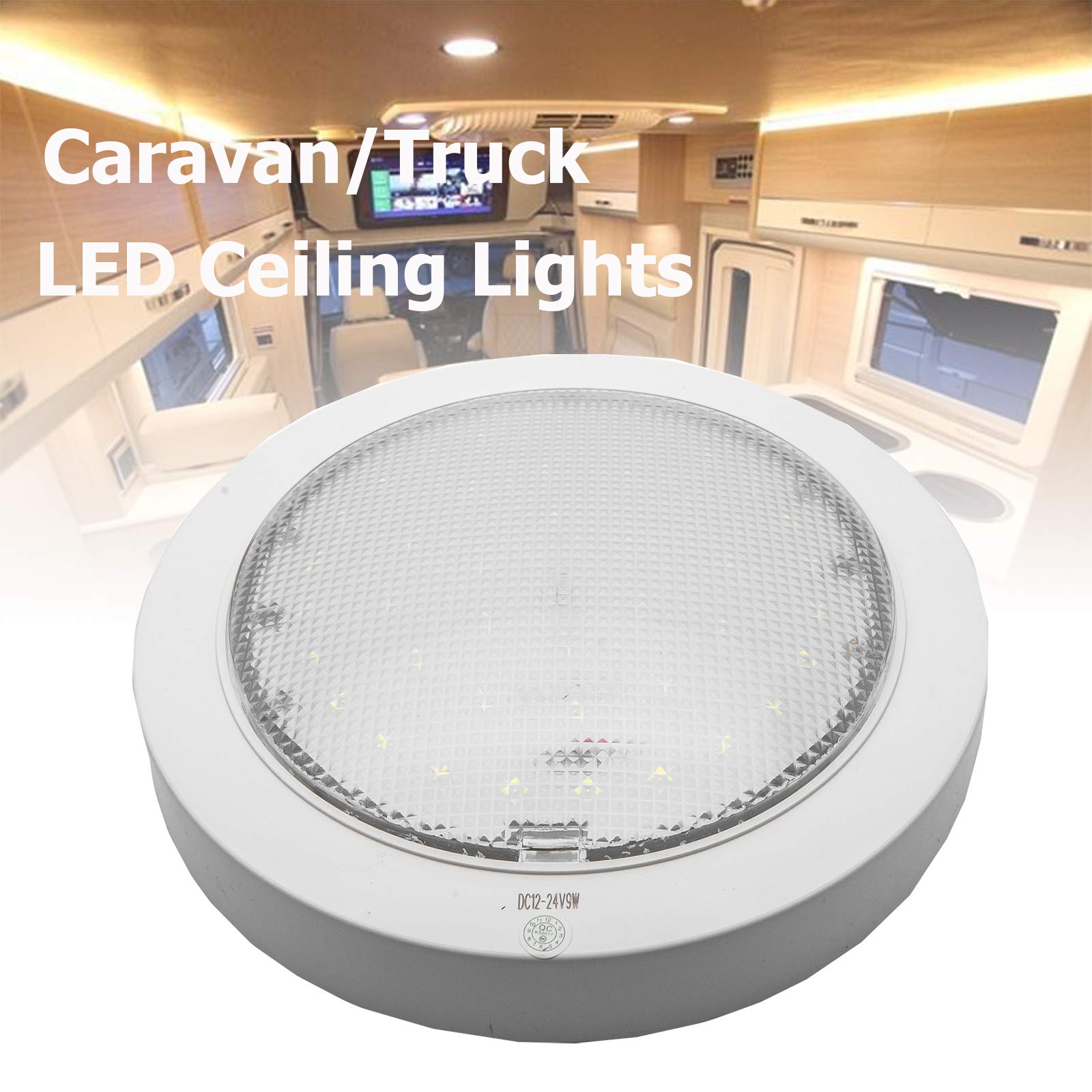 Baceyong Oświetlenie wewnętrzne LED Reflektor sufitowy RV z włącznikiem/wyłącznikiem / 12 V Puck Lights do kamperów, świateł przyczep, świateł kempingowych i świateł łodzi ciepła biel