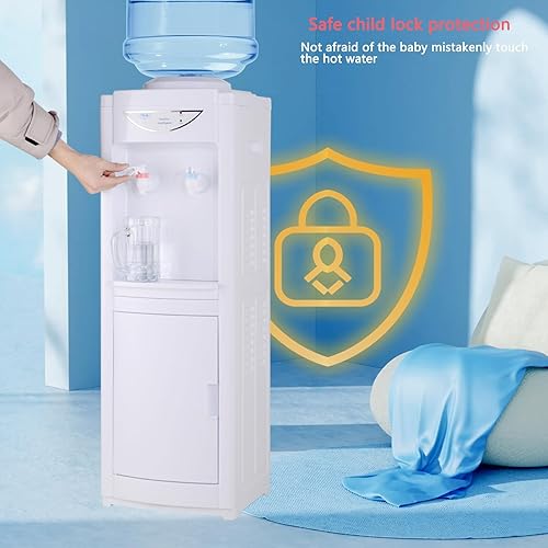 Miniatura 6 de Timoau Top-Loading Dispensador de enfriador de agua, enfriador de agua fría y caliente de 5 galones con cerradura de seguridad y gabinete de