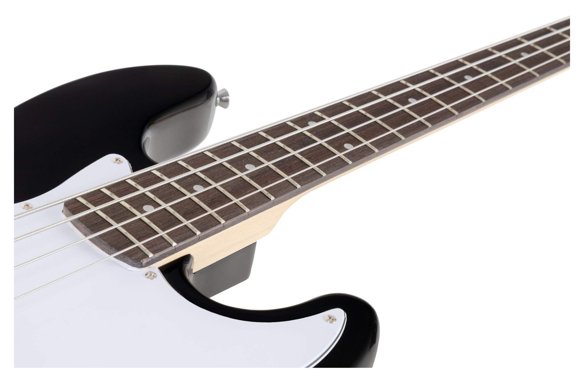 Rocktile Fatboy II BK E-Bass Black, Jazz-Style E-Bass, 2 Single Coil Pickup | 2 manopole volume/1 tono, Corpo: Tiglio, Manico: Acero (non trattato), Tastiera: Palissandro, Hardware cromato, 21 tasti