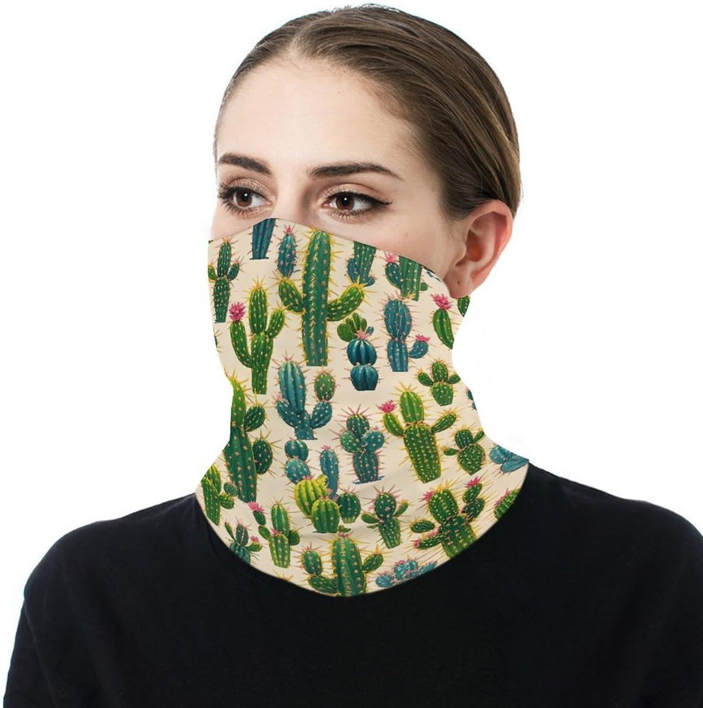 Cactus Pattern Neck Gaiter Bandana Windproof Breathable Face Mask Cover Face Cover Cold Weather Gator Scarf Winter Neck Warmer Gaiter Half Balaclava Scarf Mask for Men Women