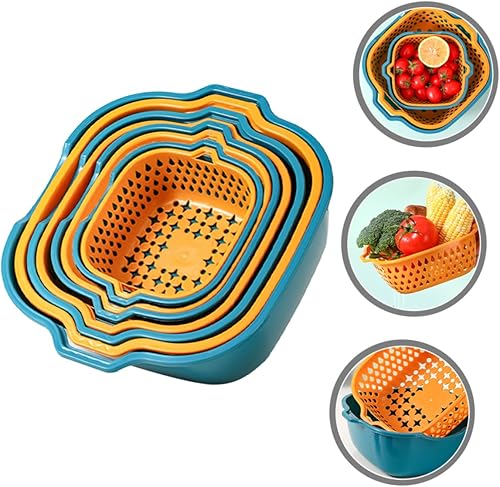 Miniatura 6 de 1 juego de cesta de drenaje para verduras, colador de plástico, colador de pasta, colador de cocina, colador de tazón con cuenco colador de arroz,