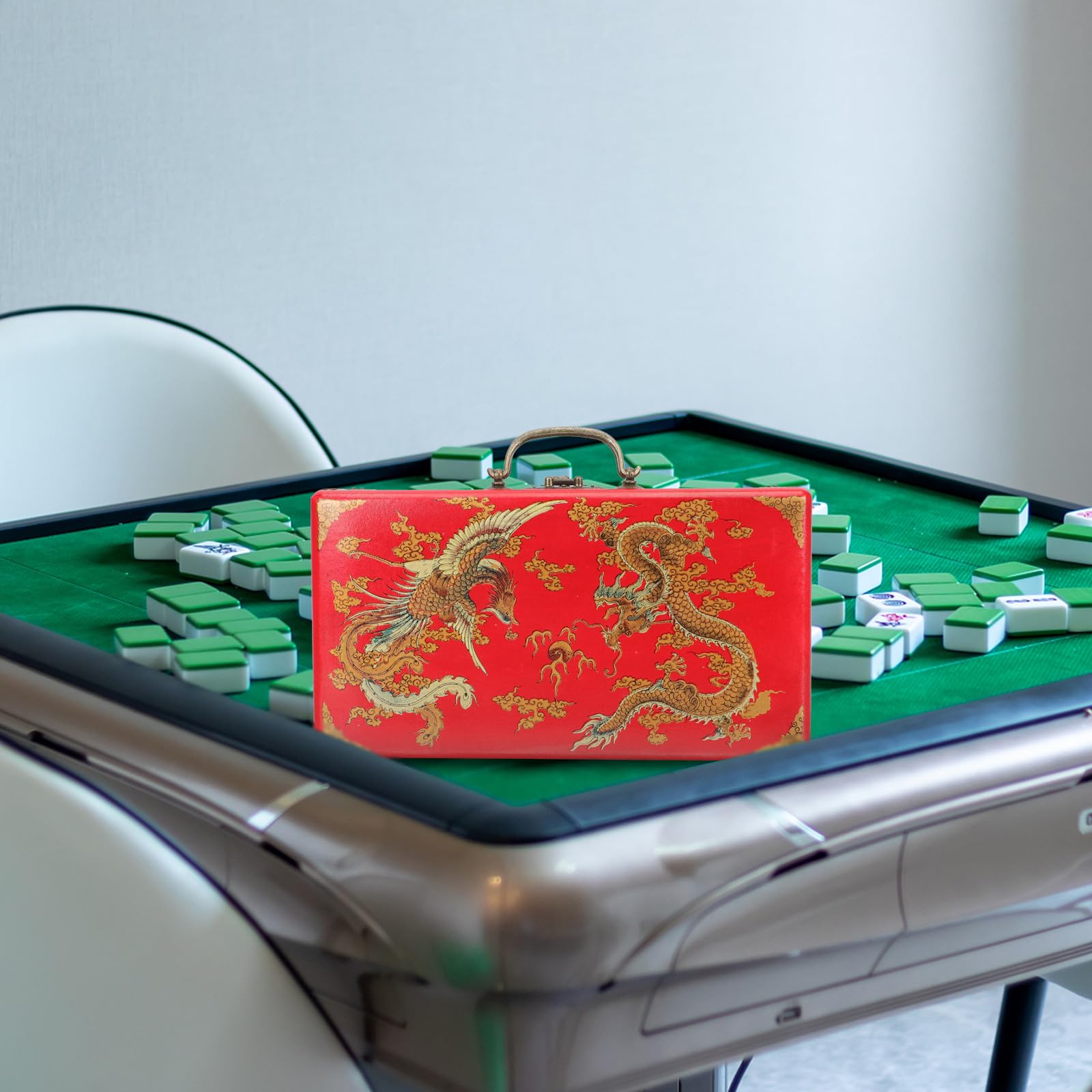Scatola in Legno per Mahjong Chiusura a Fibbia, Contenitore Leggero e Sigillato per Conservazione Piastrelle e Oggetti Vari, per Organizzare Giochi e Accessori