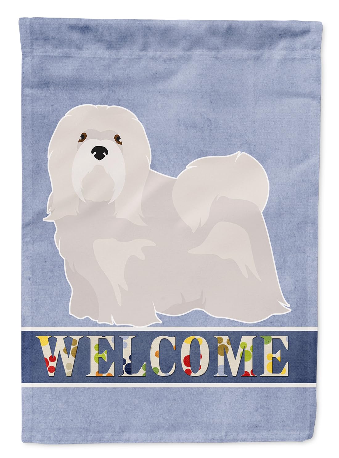 Drapeau Lhasa Apso blanc extérieur idéal pour sublimer une allée fleurie